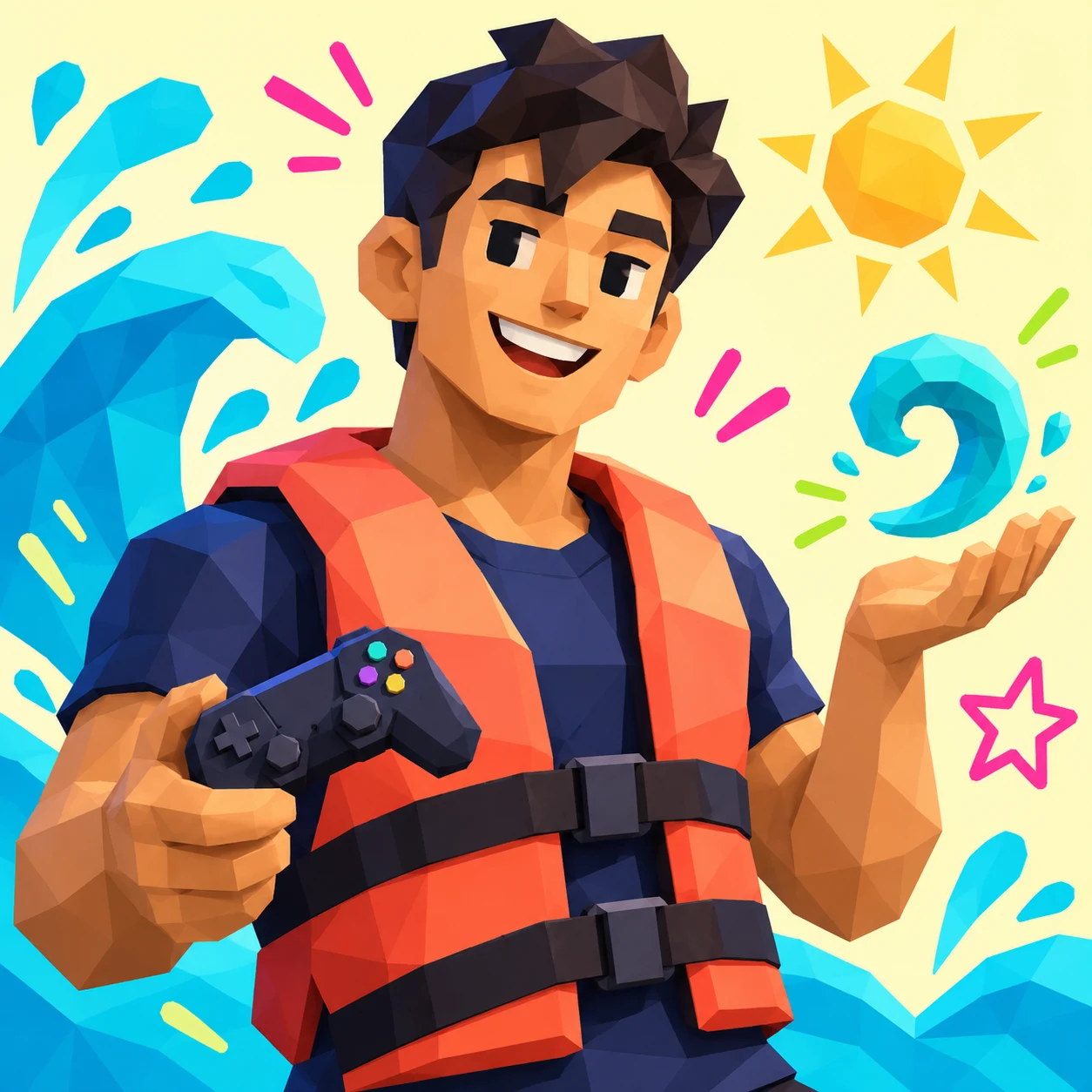 Temporary illustrated Tidal Mayhem game-rider avatar, not a portrait likeness
